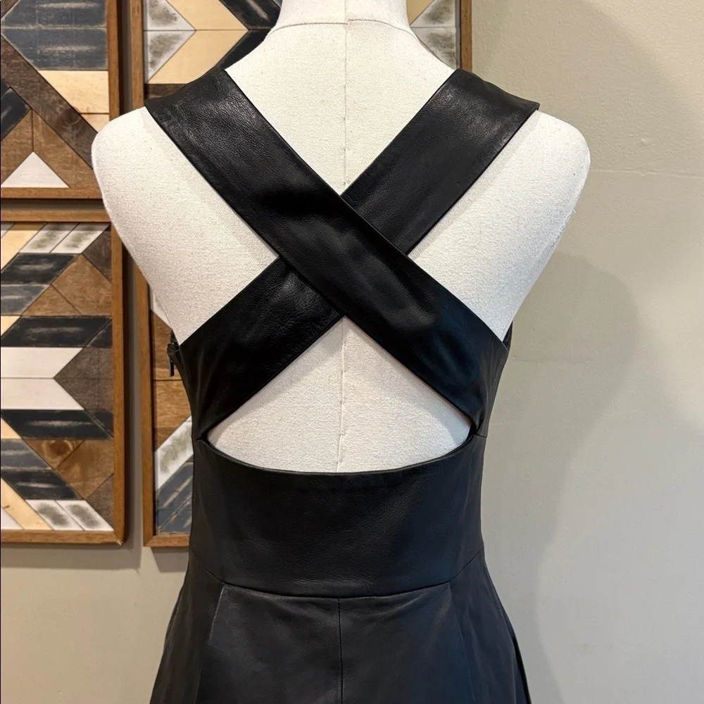 Banana Republic BR Monogram Black Lamb Leather Mini Dress size 2